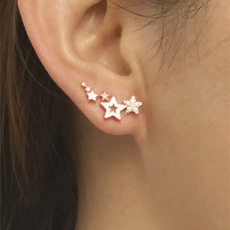 Korean Version Of Simple Fashion Zircon Star Ear Clip Earrings