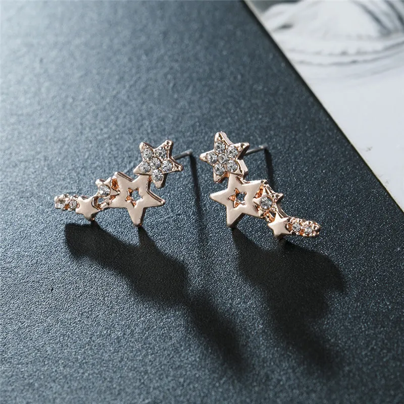 Korean Version Of Simple Fashion Zircon Star Ear Clip Earrings