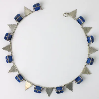 Lapis & Silver Pyramid Necklace