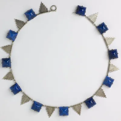 Lapis & Silver Pyramid Necklace