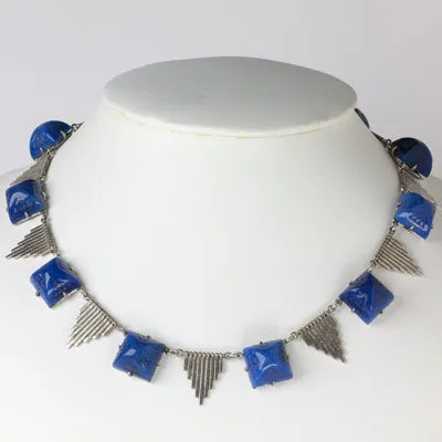 Lapis & Silver Pyramid Necklace