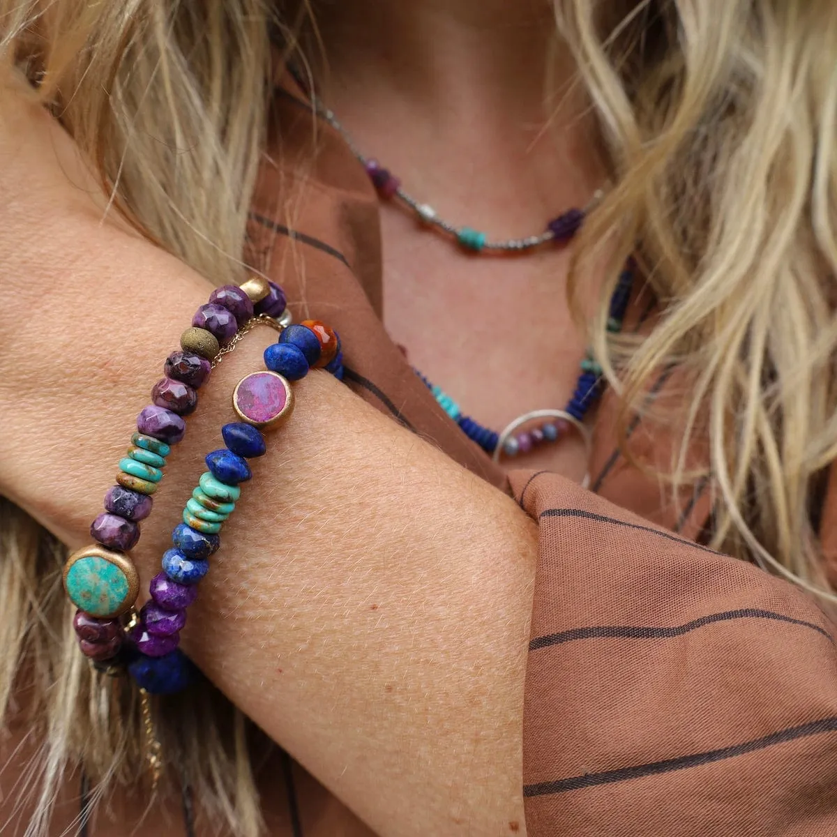 Lapis Charoite & Purple Turquoise Bracelet