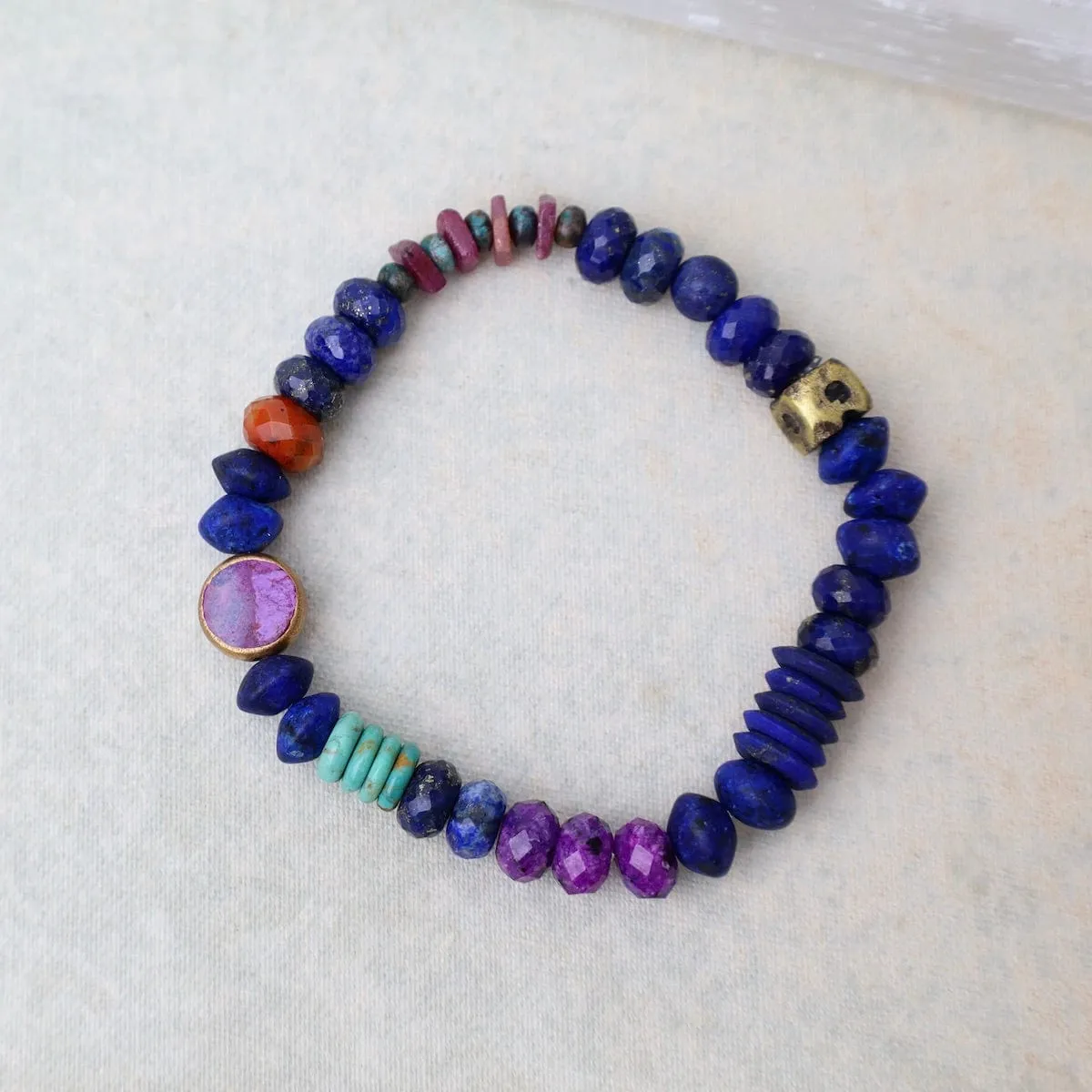 Lapis Charoite & Purple Turquoise Bracelet