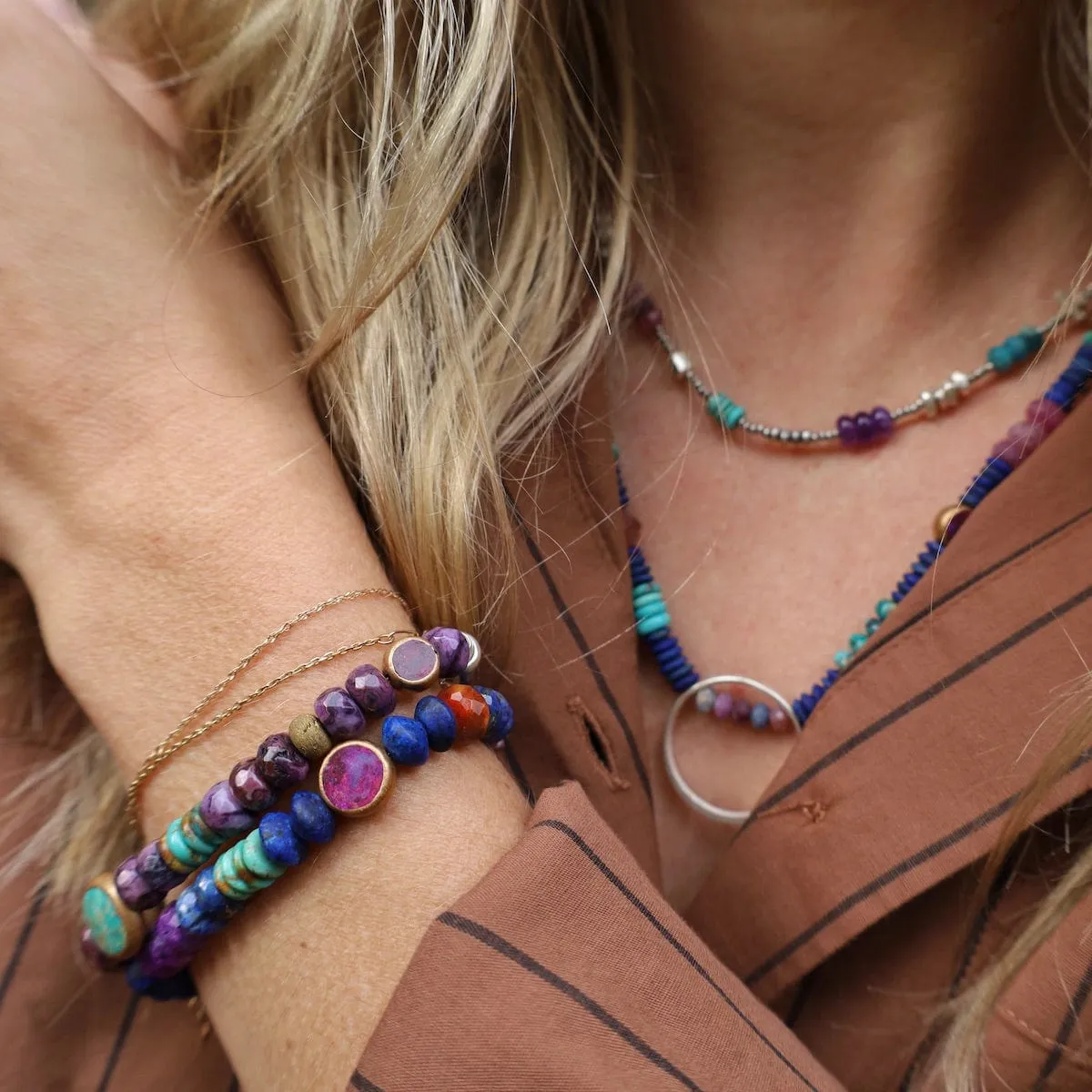 Lapis Charoite & Purple Turquoise Bracelet