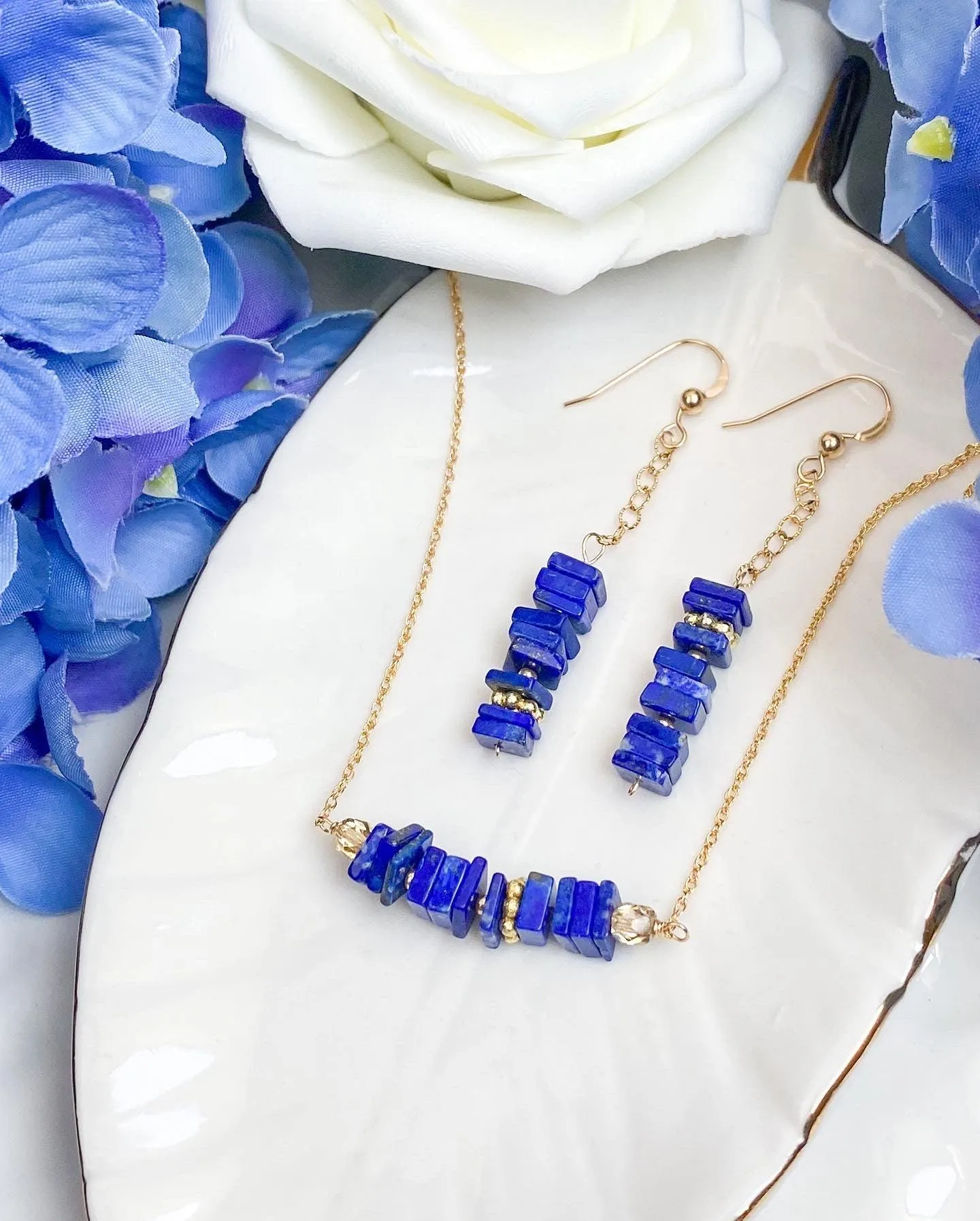 Lapis Gems Bar Style Necklace or Earrings