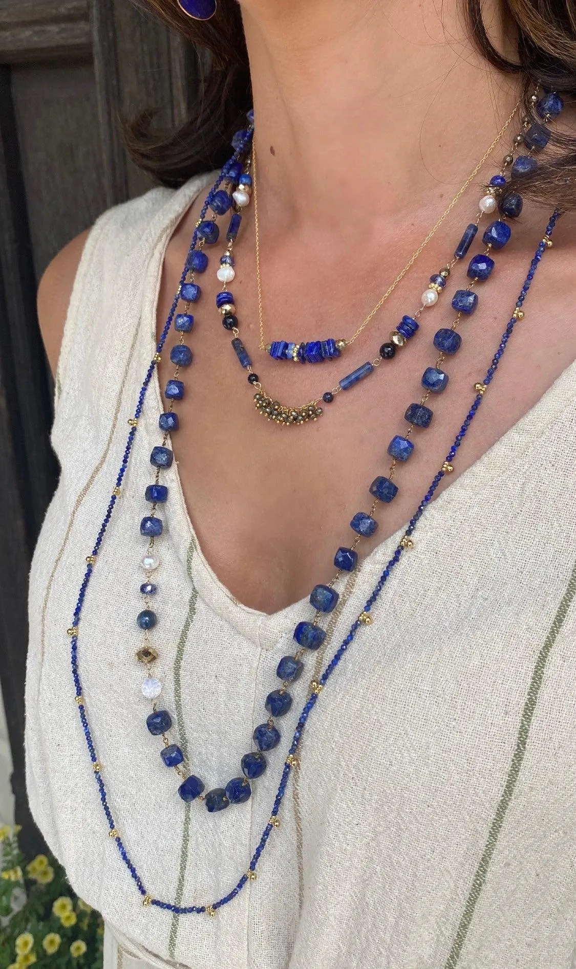 Lapis Gems Bar Style Necklace or Earrings