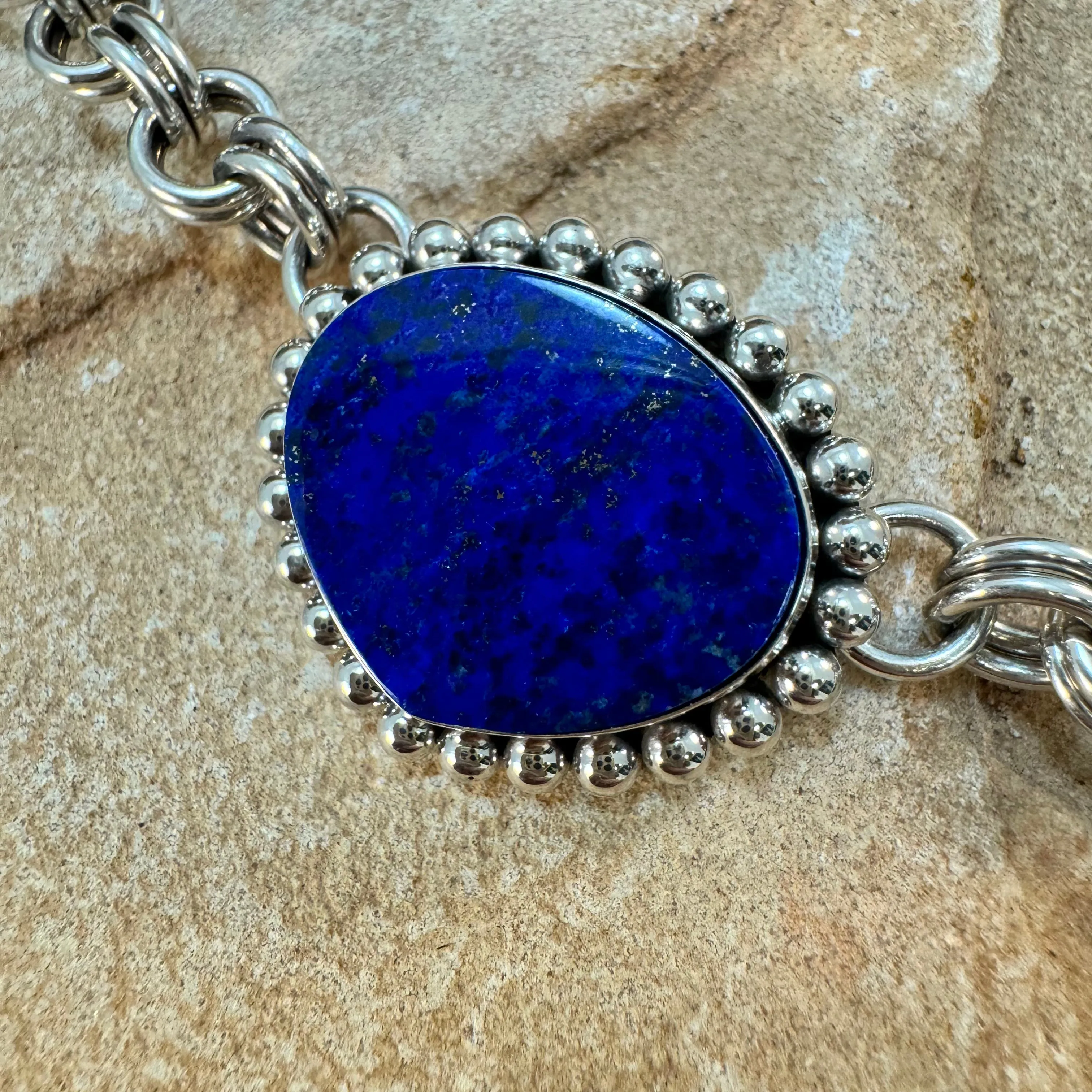 Lapis Sterling Silver Lariat Necklace by Artie Yellowhorse