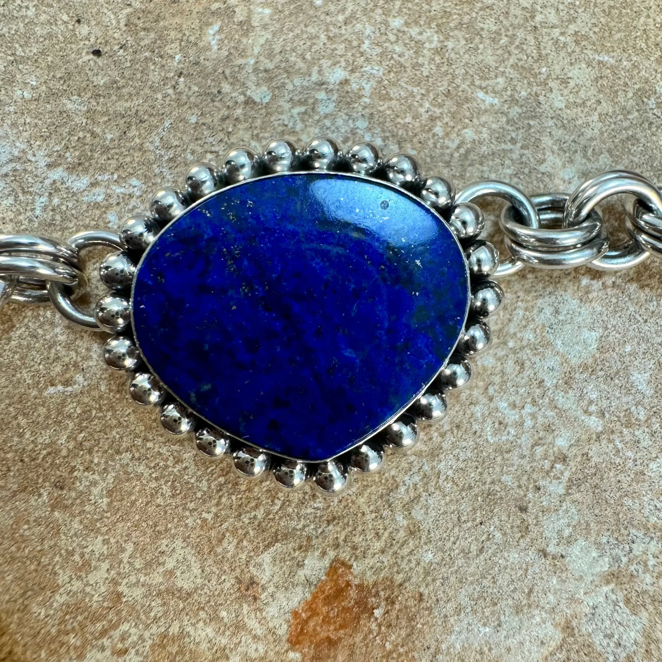 Lapis Sterling Silver Lariat Necklace by Artie Yellowhorse