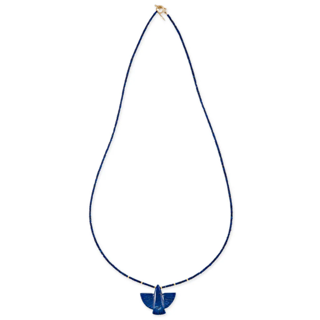 LAPIS THUNDERBIRD   GOLD AND LAPIS BEADED TOGGLE NECKLACE