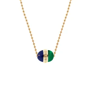 Lapis/Malachite Pendant On A Gold Ball Chain Necklace