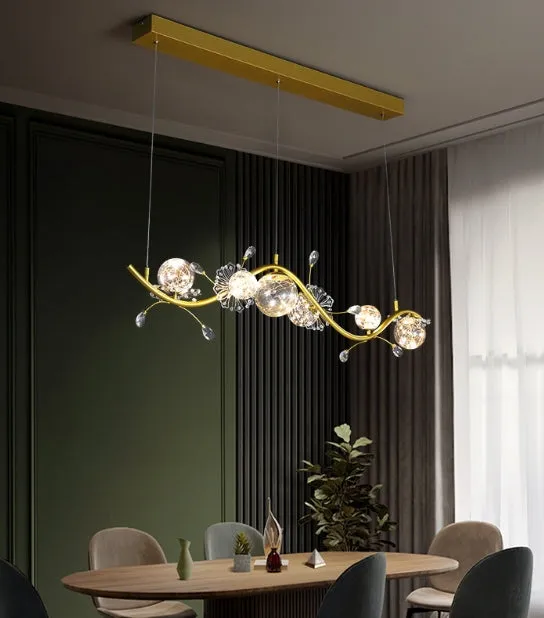 LED Flowers & Leaves DNA Molecular Modern Pendant Light