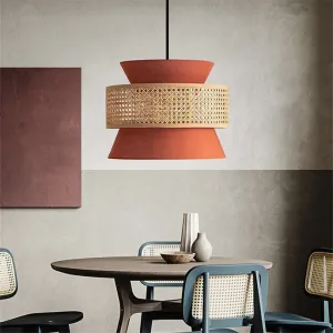 LED Simple Modern Rattan & Cloth Pendant Light