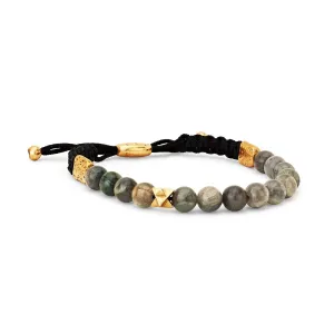 LH x JA Akasha Labradorite Mala Bead Bracelet with Brass Merkaba