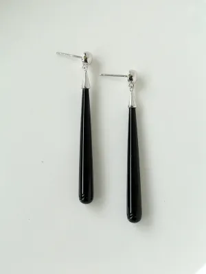 Long Teardrop Black Onyx Earrings