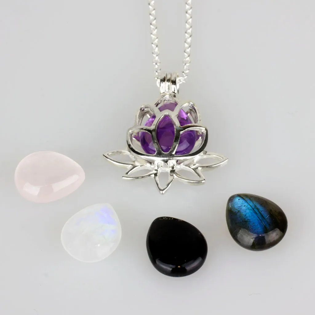 Lotus Flower Multistone Necklace