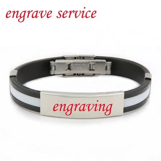 Love Unique Rubber ID Bracelet Customized Logo Engraving