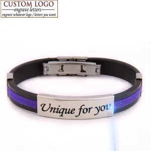 Love Unique Rubber ID Bracelet Customized Logo Engraving