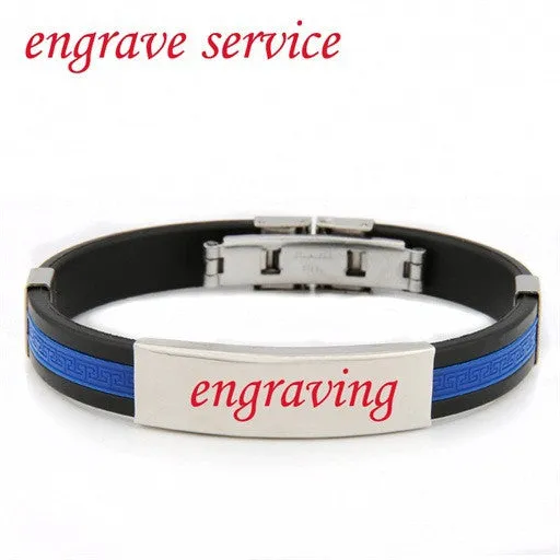 Love Unique Rubber ID Bracelet Customized Logo Engraving