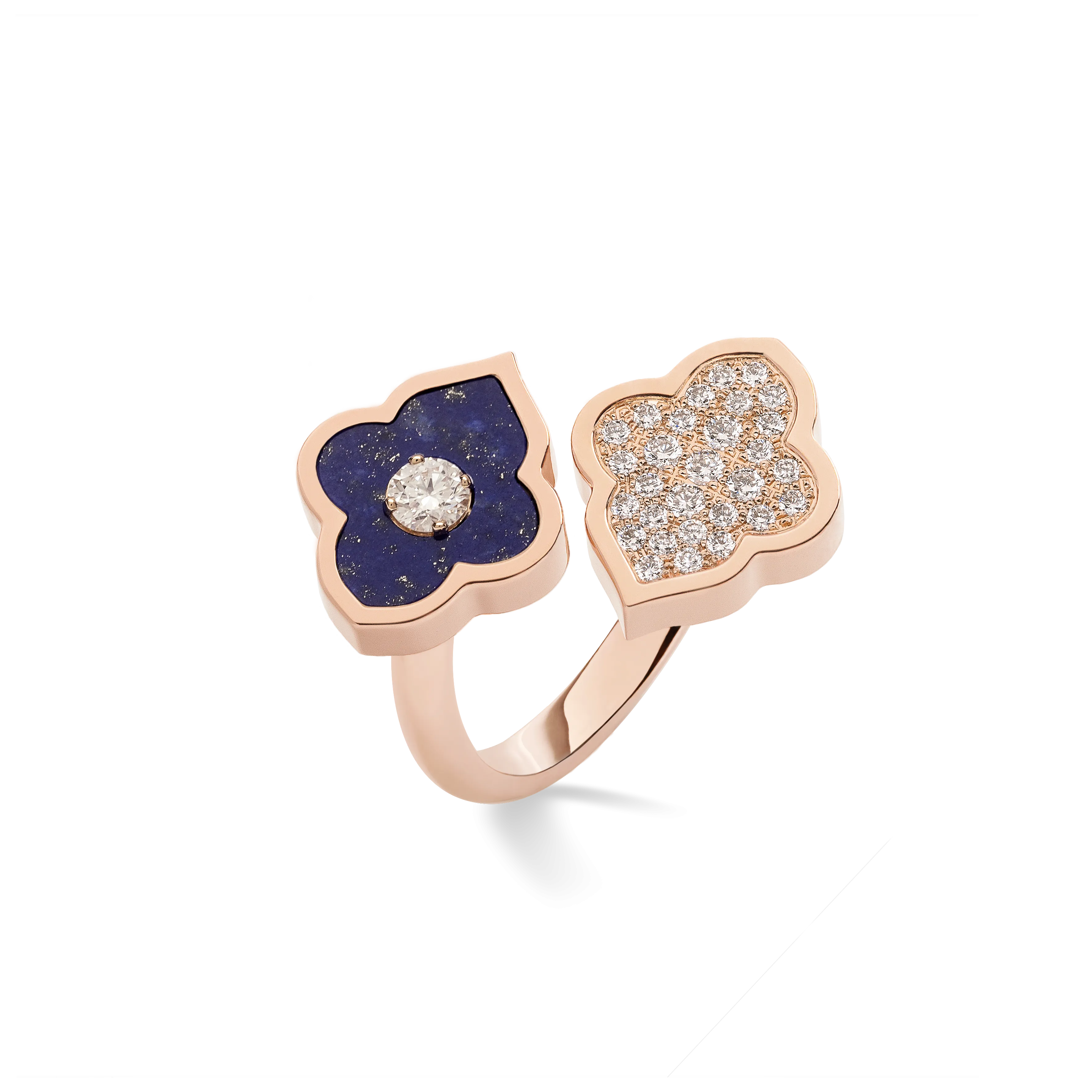 LUCE COLOUR - RING TOI ET MOI ROSE GOLD PAVE LAPIS LAZULI & 1 DIAMOND