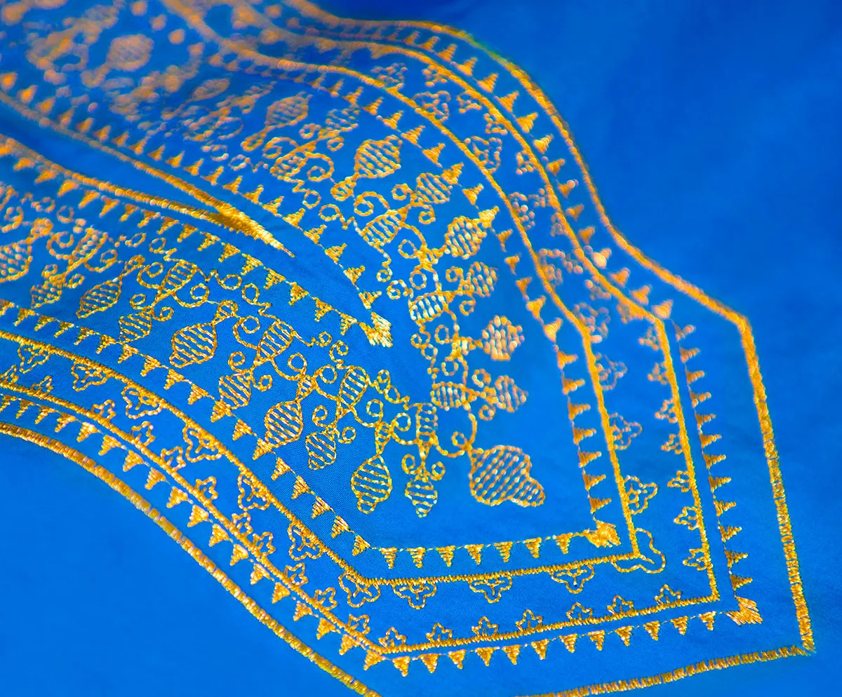 Maharani Tunic in Cobalt Blue Embroidered in Gold Filigree