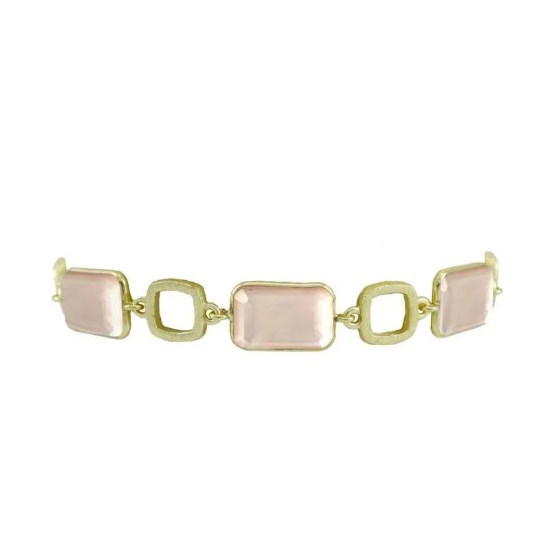 Marcia Moran Telma Brushed Gold & Stone  Link Bracelet