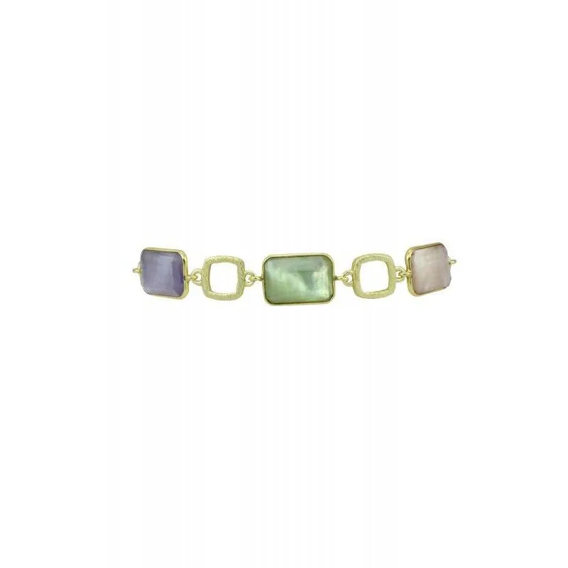 Marcia Moran Telma Brushed Gold & Stone  Link Bracelet