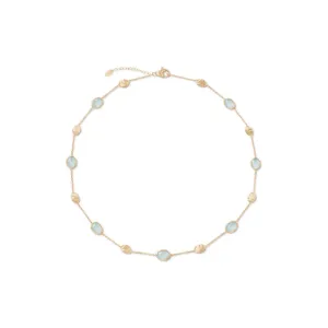 Marco Bicego Siviglia Collection 18K Yellow Gold Aquamarine Necklace with Bead Stations