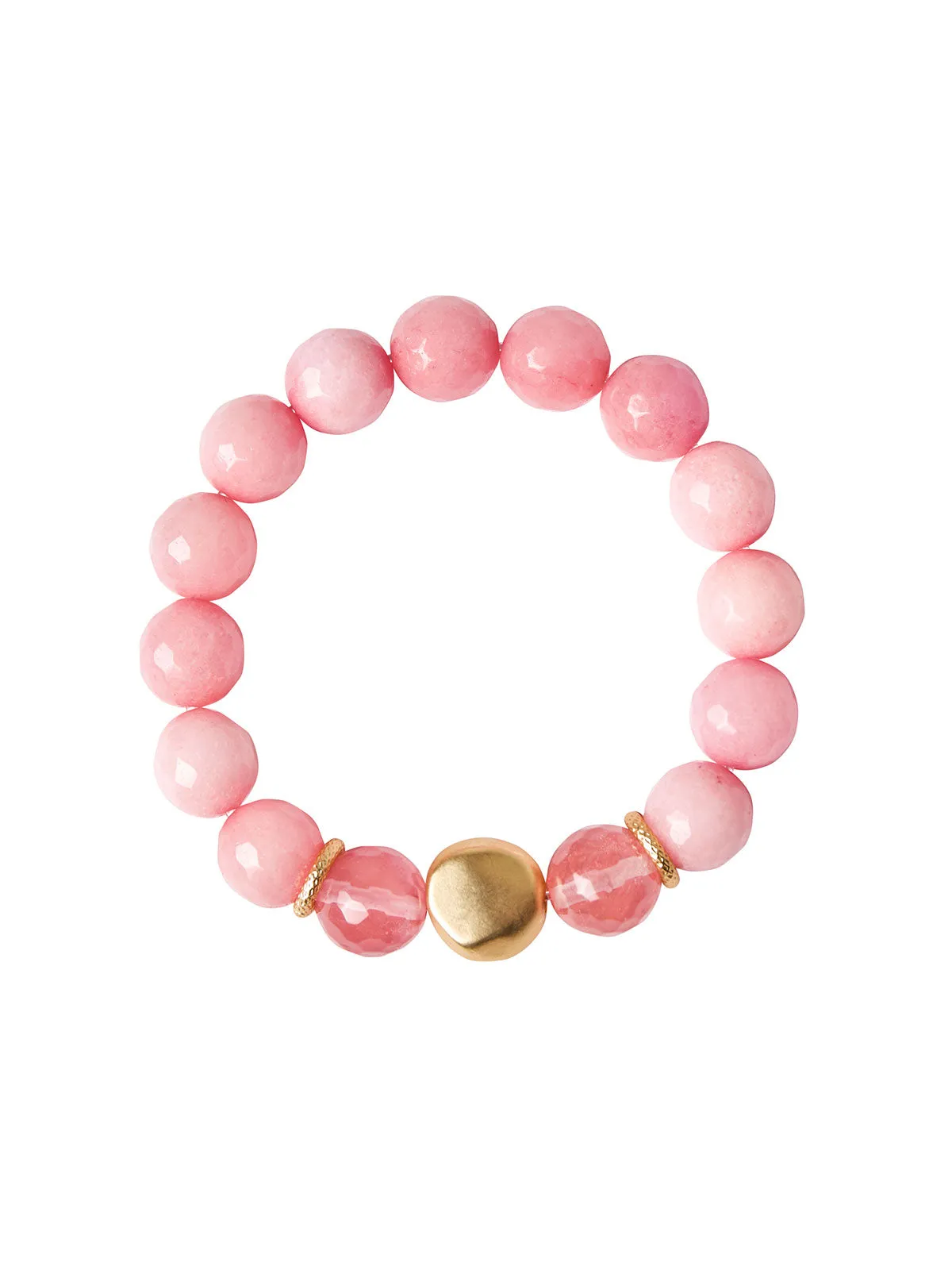 Melon Quartz and Matte Gold Stretch Bracelet