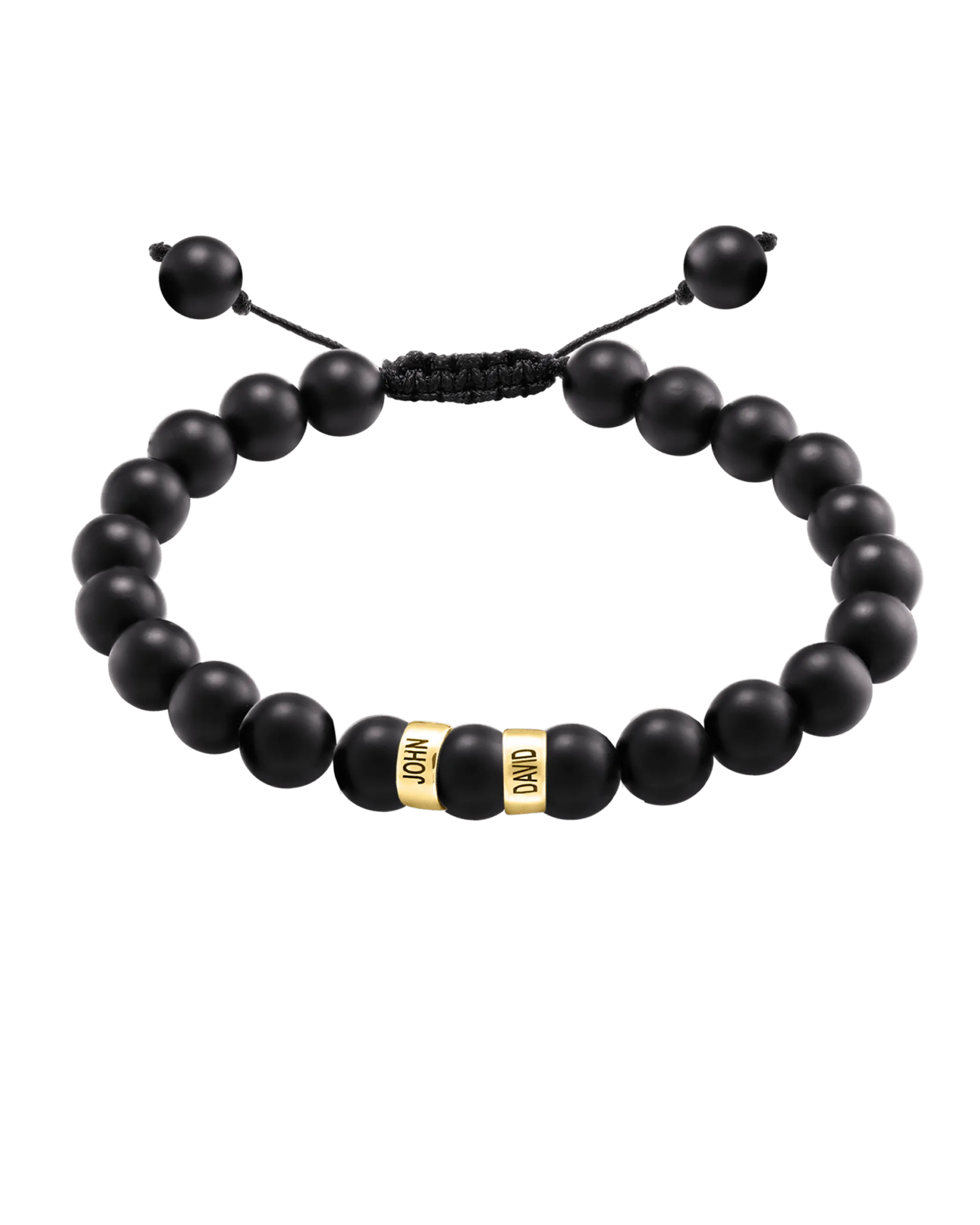 Men's Black Onyx Engravable Bead Bracelet - 14K Yellow Gold