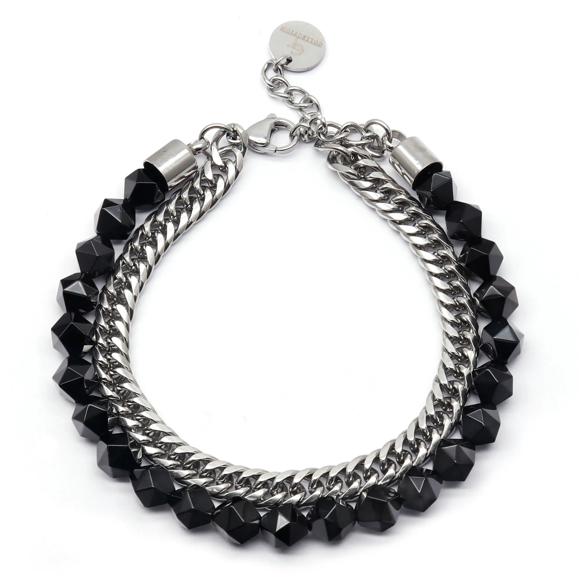 Men's BLACK ONYX Faceted Bracelet