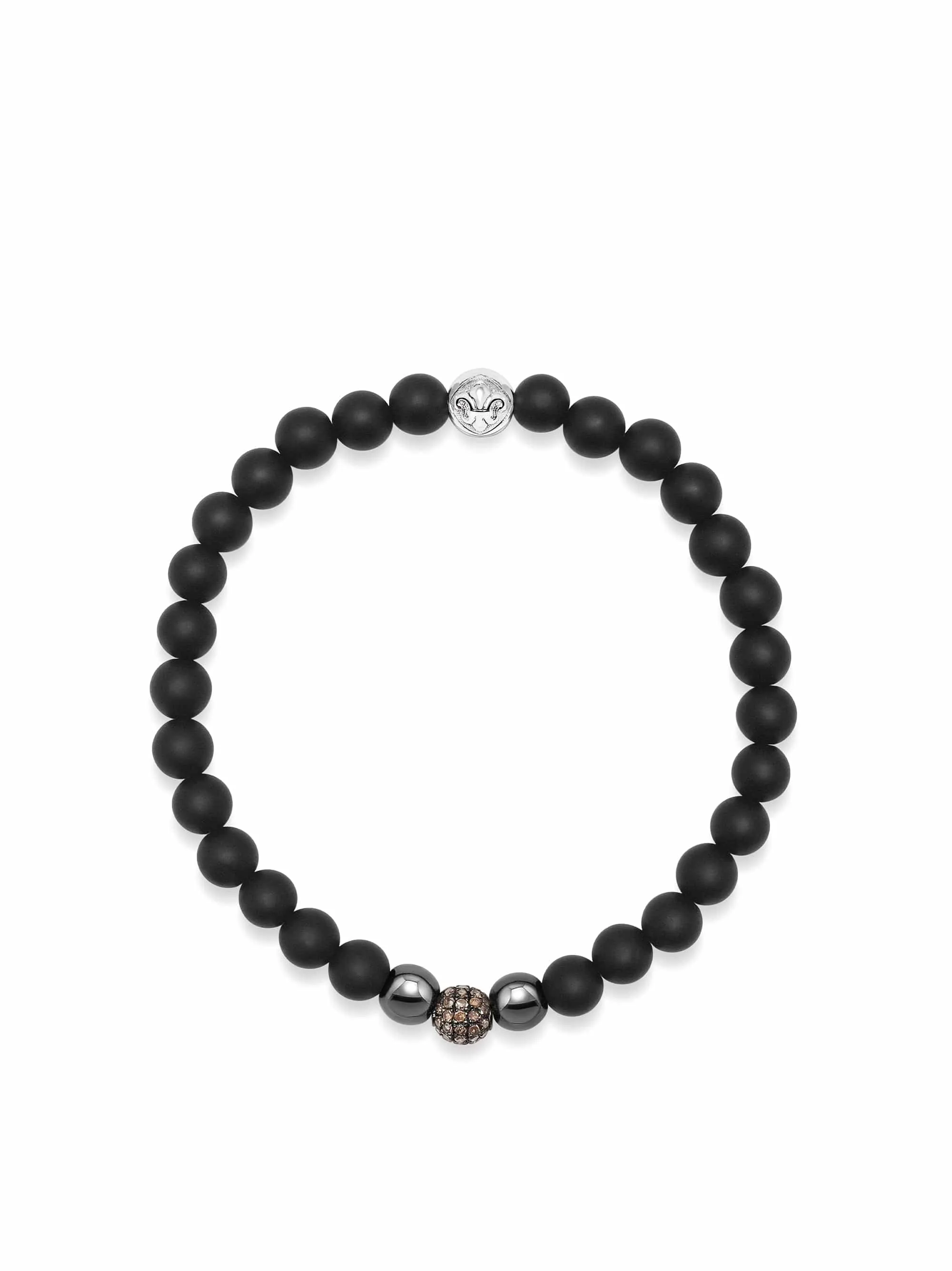 Men's Grey Diamond Wristband with Onyx and Hematite