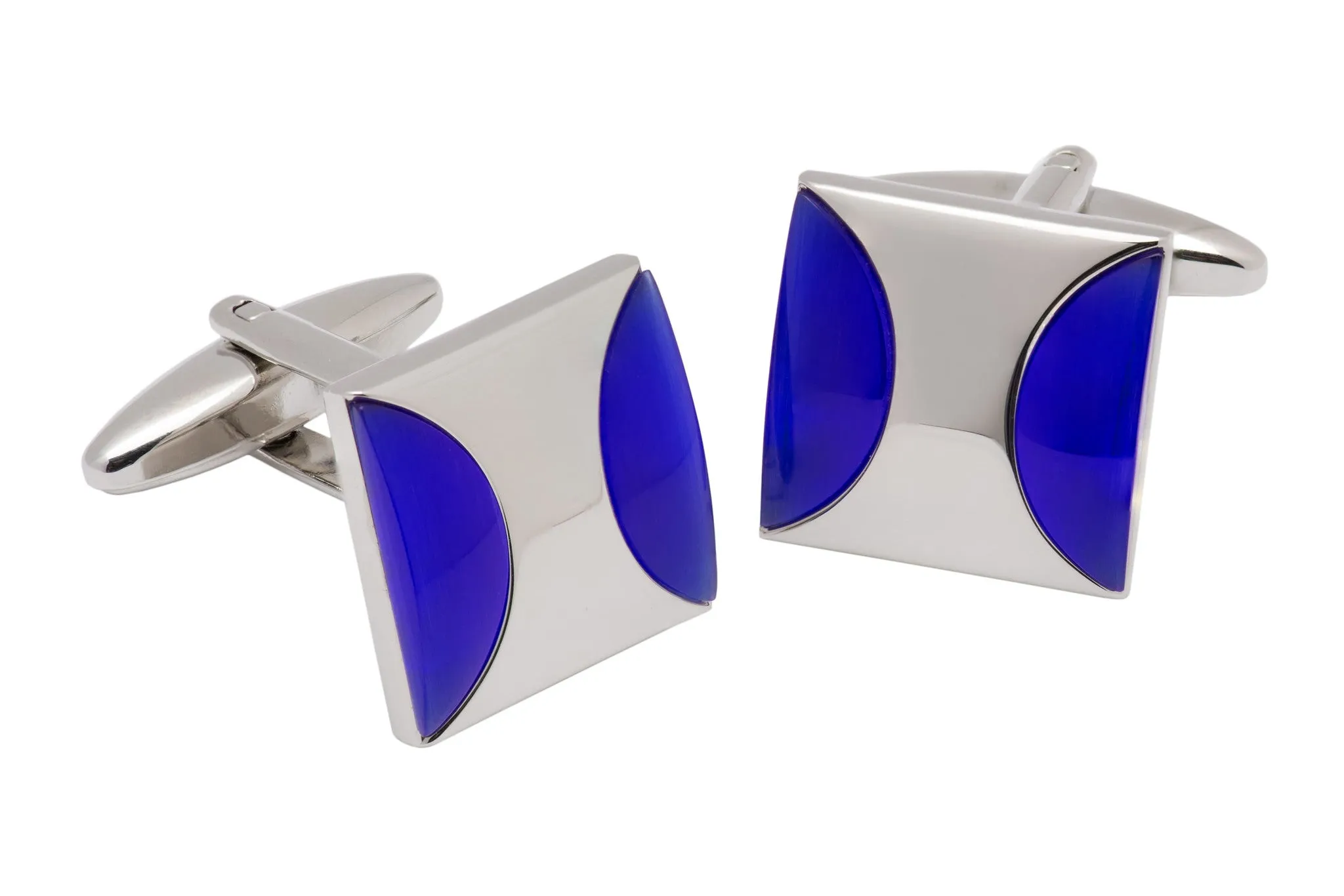 Merrimack Blue Rhodium Plated Cufflinks