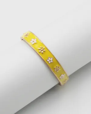 Metal Cuff Bracelet with Flowers