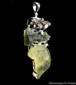 Meteorite Moldavite & Libyan Desert Glass Tektite Pendant 'Star Being'