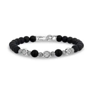 Midnight Shield Bead Bracelet | 4MM