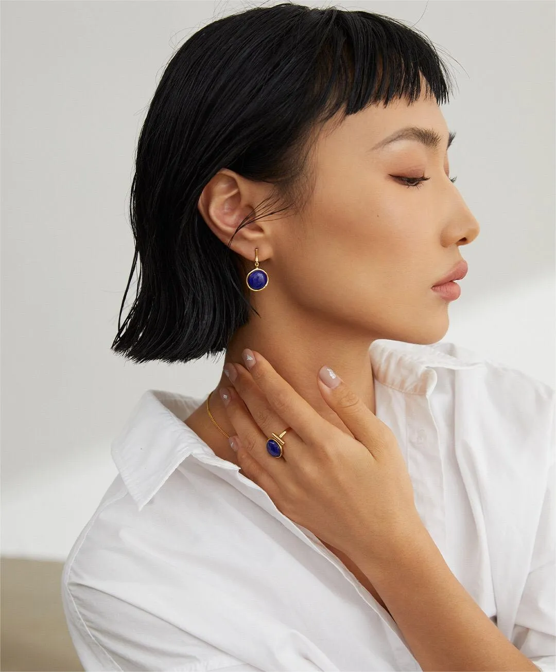 Minimalist Blue Lapis lazuli Open Ring