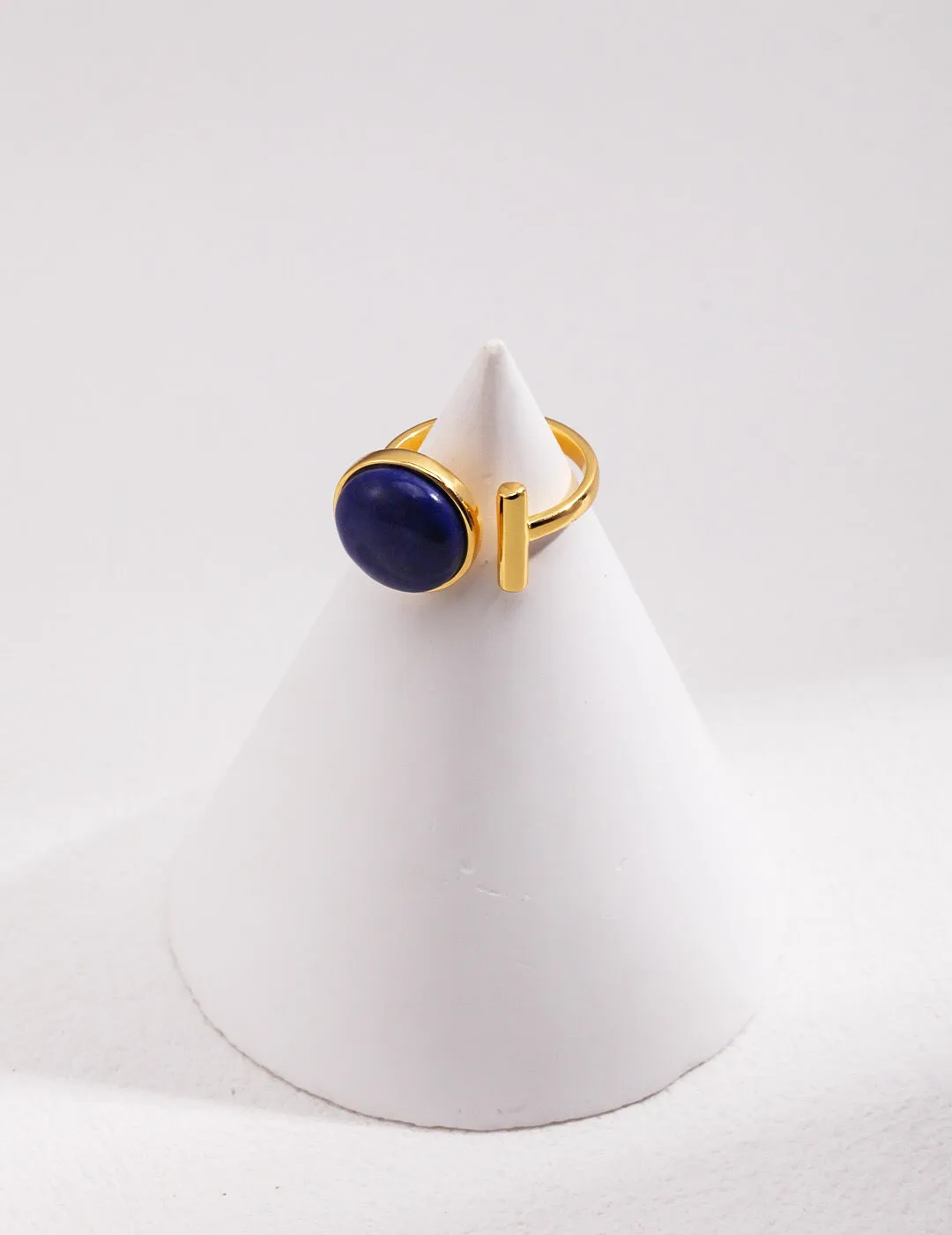 Minimalist Blue Lapis lazuli Open Ring