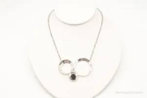 Modernist Druzy Quartz Sterling Silver Necklace