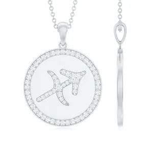 Moissanite Disc Sagittarius Zodiac Sign Pendant Necklace