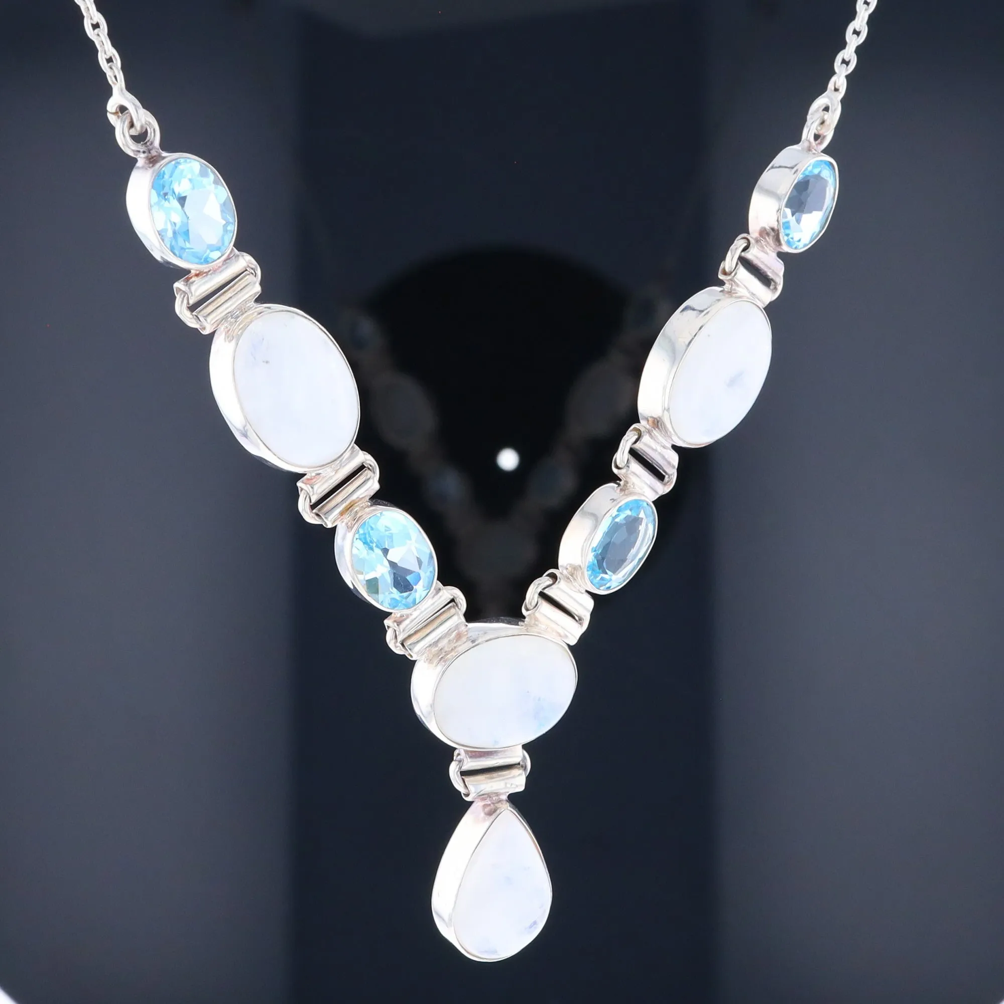 Moonstone & Blue Topaz Necklace