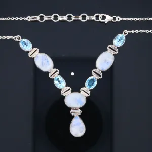 Moonstone & Blue Topaz Necklace