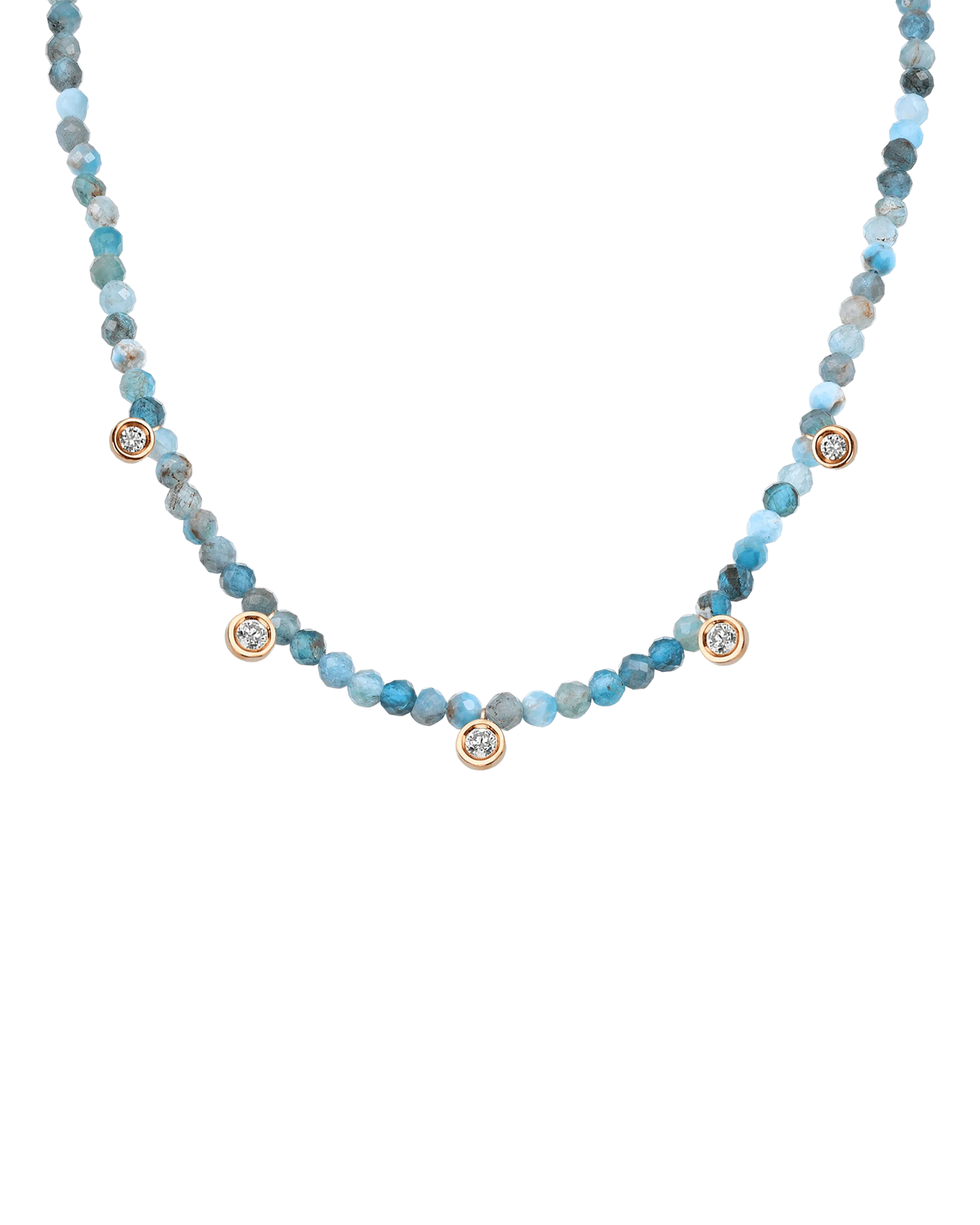 Moonstone Gemstone & Five diamonds Necklace - 14K White Gold