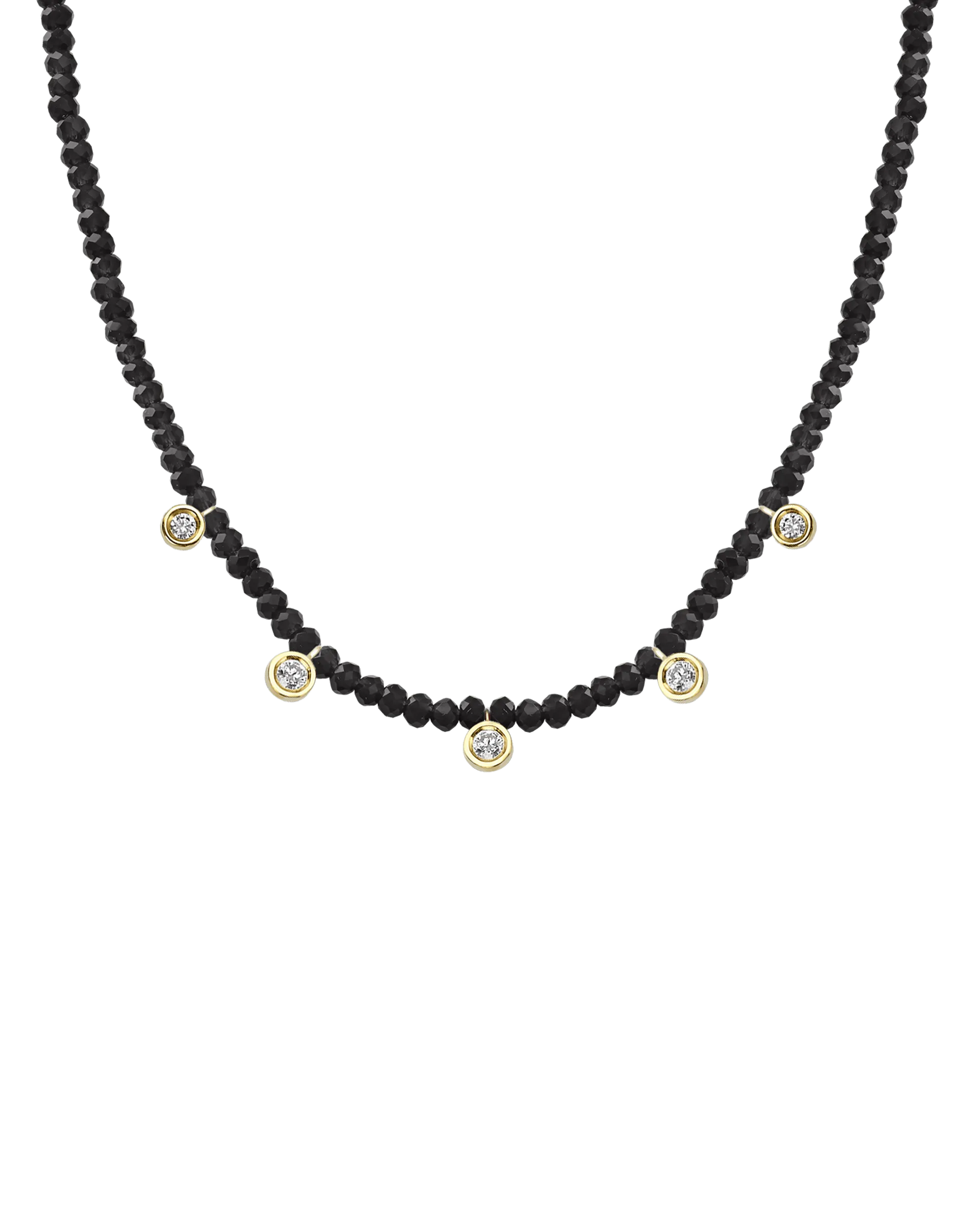 Moonstone Gemstone & Five diamonds Necklace - 14K White Gold