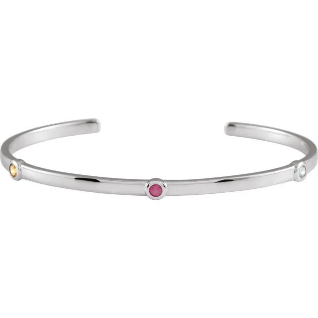 Mother's Family Bezel-Set Cuff Bracelet