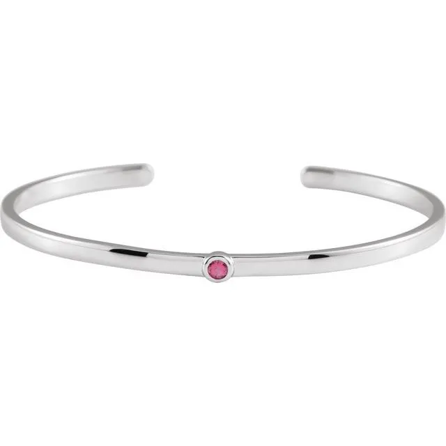 Mother's Family Bezel-Set Cuff Bracelet