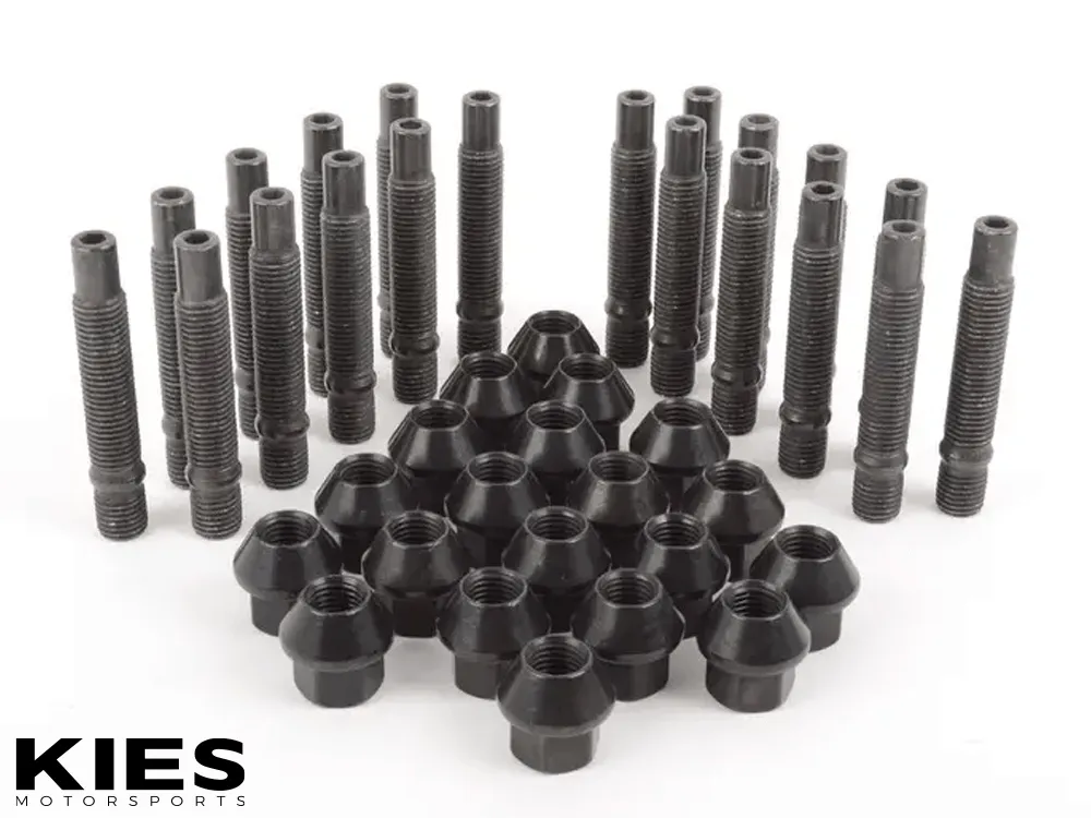 Motorsport Hardware 5-Lug (12 x 1.5 Thread) 78mm Black Race Stud Kit (BMW E Series)