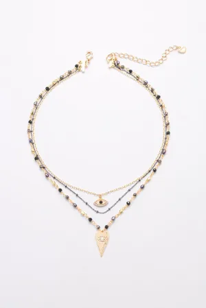 Nakamol Evil Eye Layered Necklace in Black