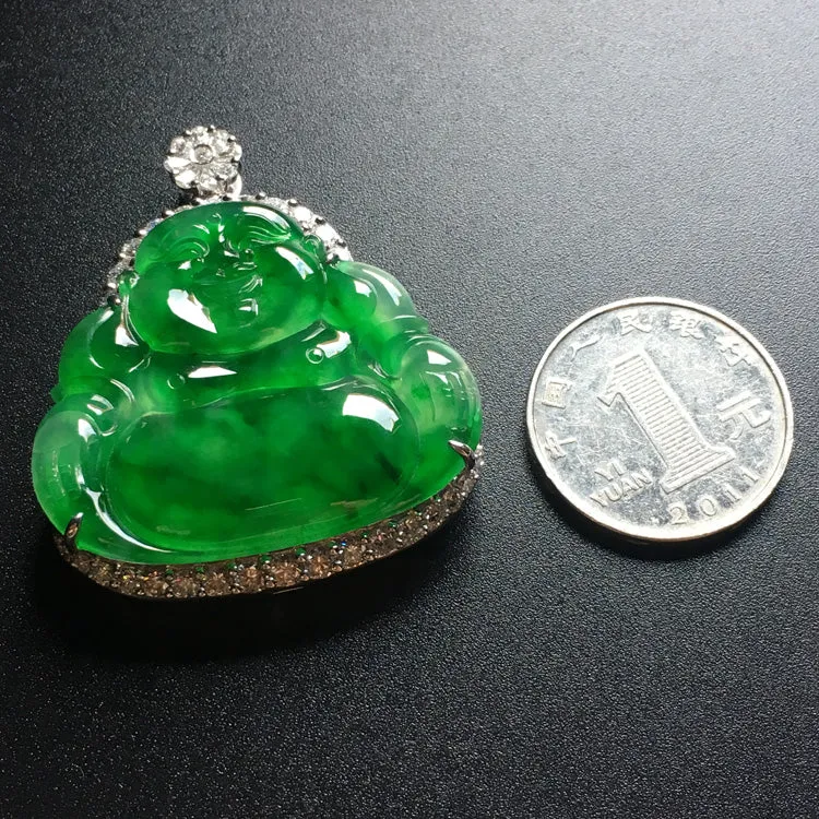 Natural Jade Pendant Jadeite Gold Buddha Pendant PT197