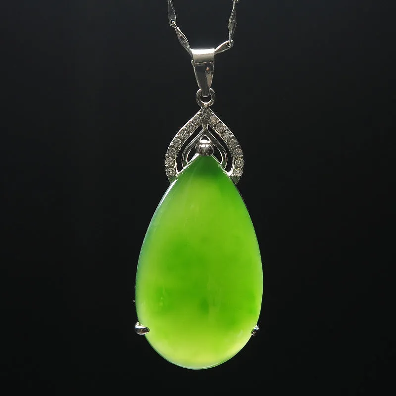 Natural Jade Pendant Nephrite Silver Pendant PT156