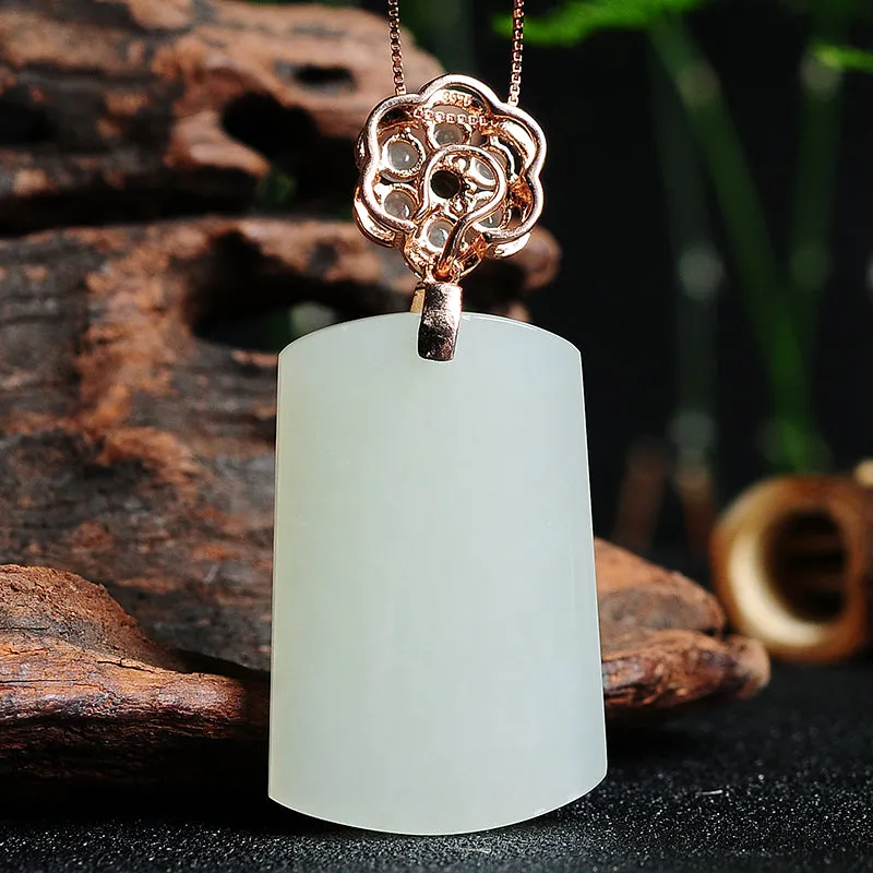 Natural Jade Pendant Nephrite Silver Pendant PT167